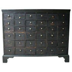 Antique 19th Century Painted Pine Bank of 36 Drawers, circa 1870