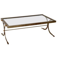 1950s Iron and Brass Vintage Coffee Table