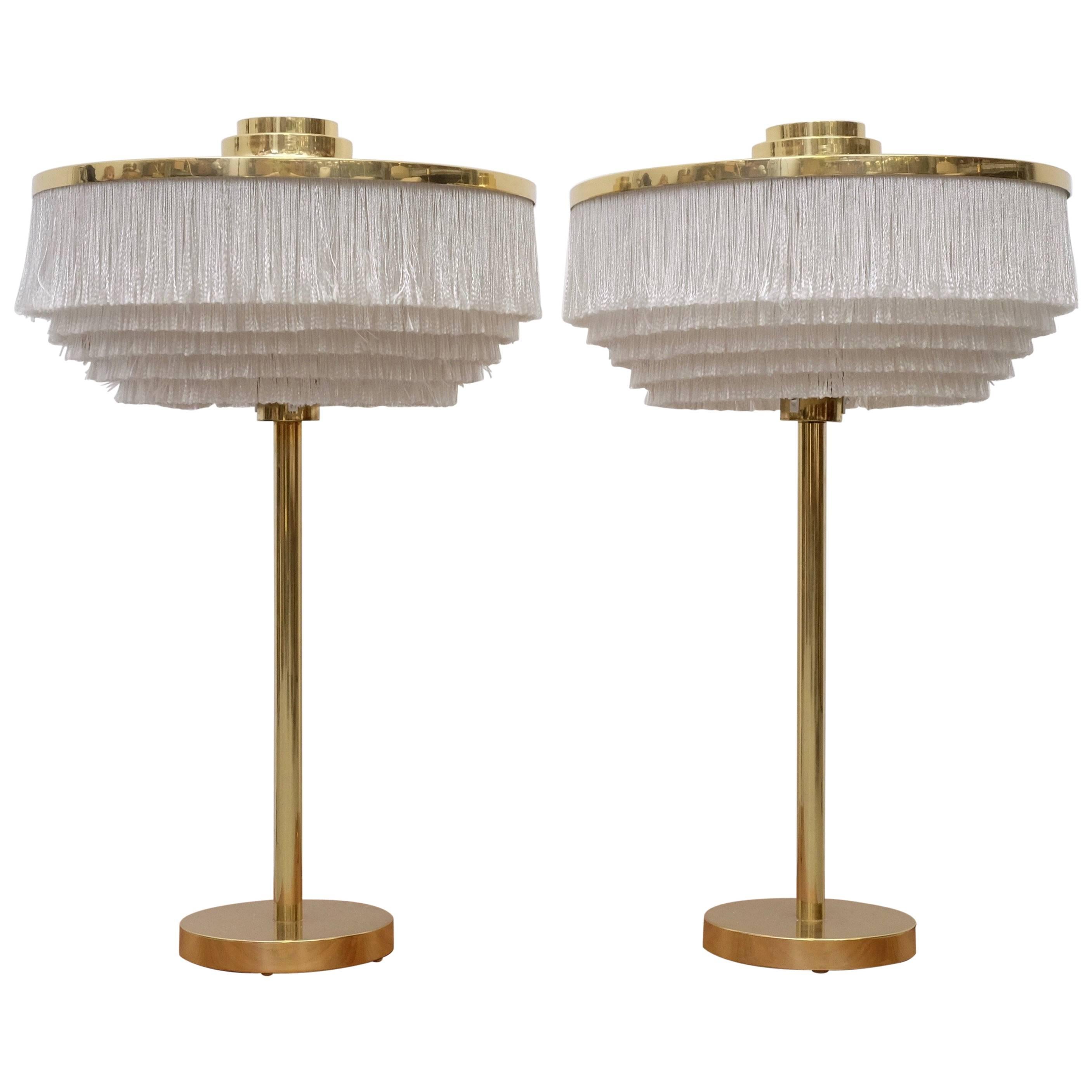 Rare Pair of Hans-Agne Jakobsson Model B-138 Brass Table Lamps, 1960s