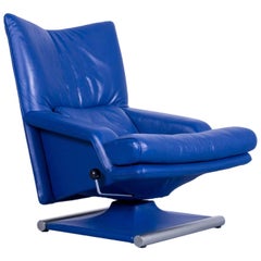 Rolf Benz 6500 Leather Armchair Blue One-Seat