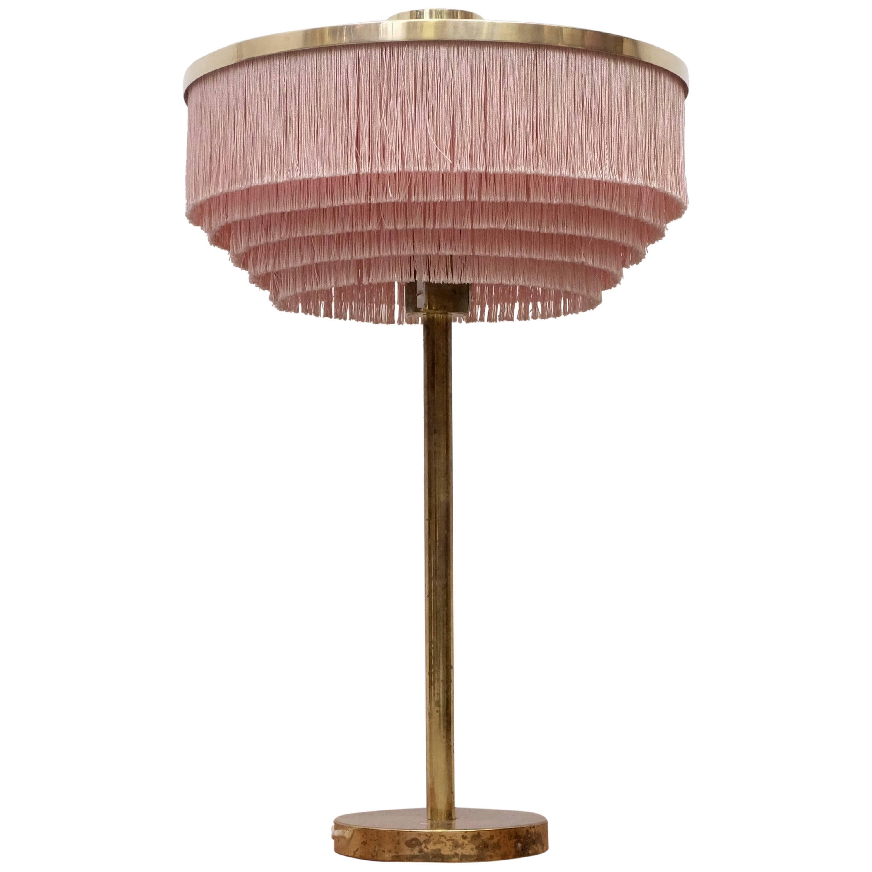Pink Hans-Agne Jakobsson Model B-138 Brass Table Lamp, 1960s