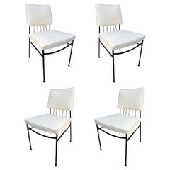 Set of Metal Dining Chairs by Arturo Pani with Brass Details