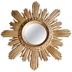 Mid-20th Century Gold Italian Sun Mirror, Giltwood, 1960s