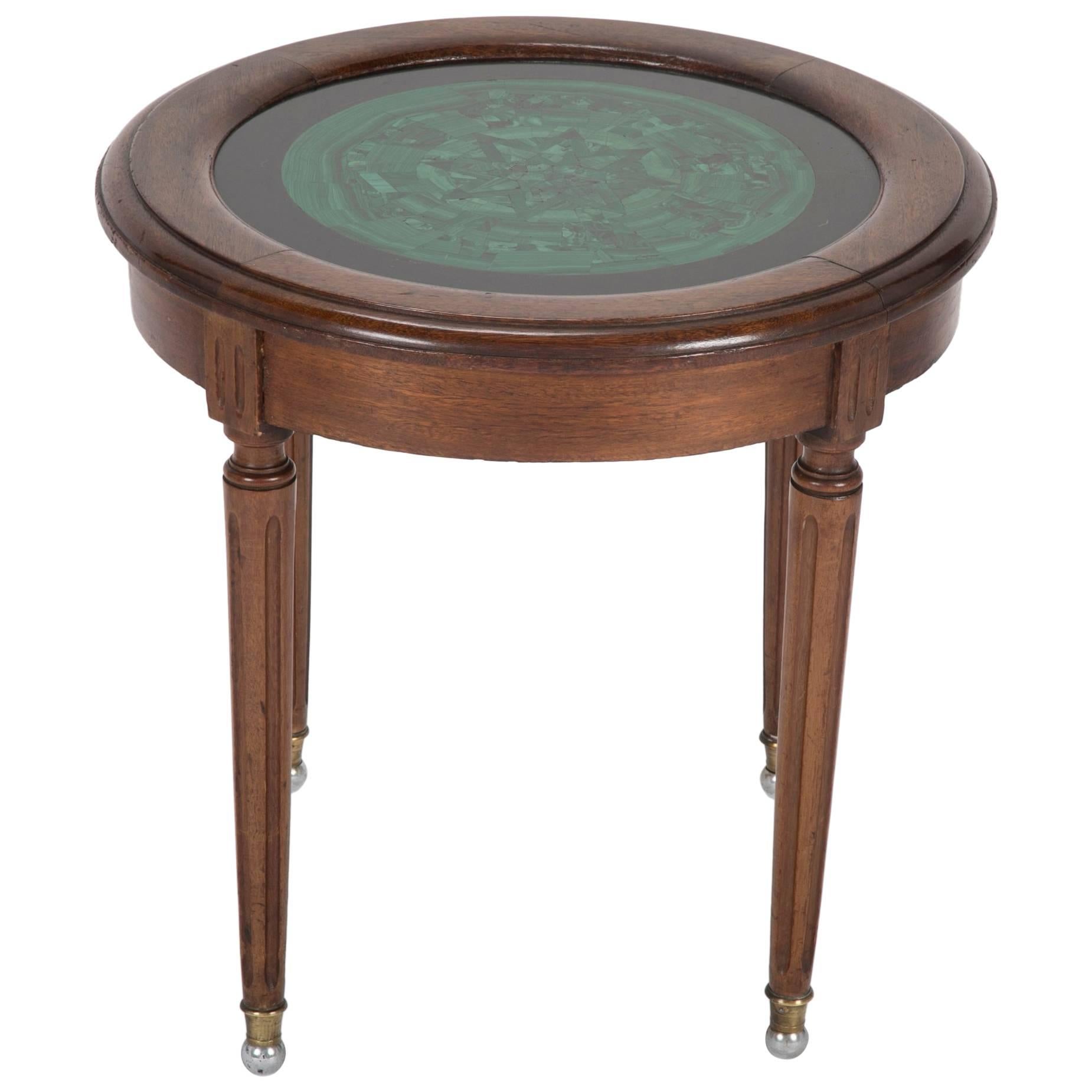 Louis XVI Mahogany Side Table with Malachite Top