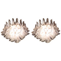 Signed Pair of Mid-Century Modern Chandeliers by La Murrina in Murano Glass