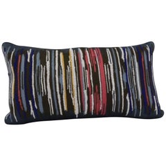 Handcrafted Multicolored Hand Embroidered Striped Pillow