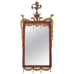 Hollywood Regency Red and Gilt Tole Mirror