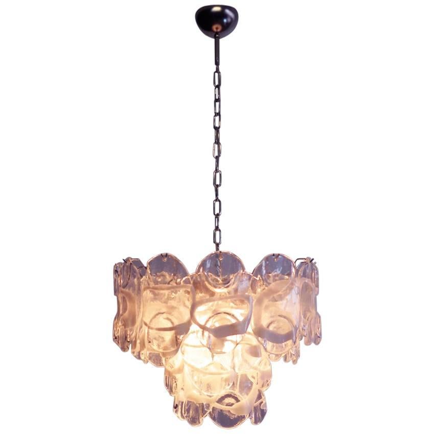 Vintage Italian Murano Chandelier Lamp in Vistosi Style, 36 Glasses