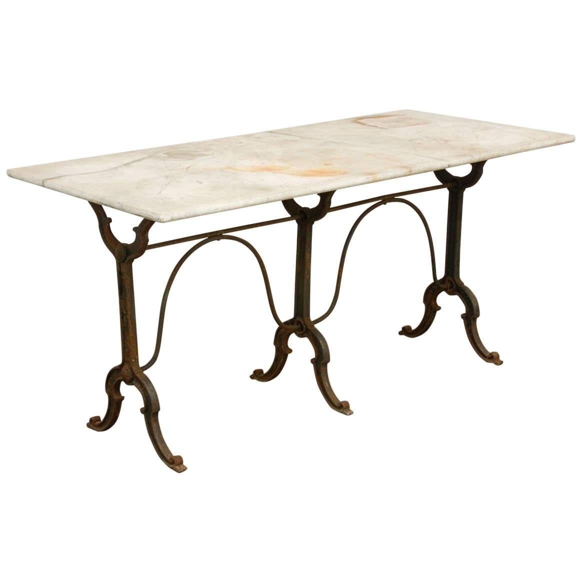 19th Century French Marble-Top Pastry Table or Console Table