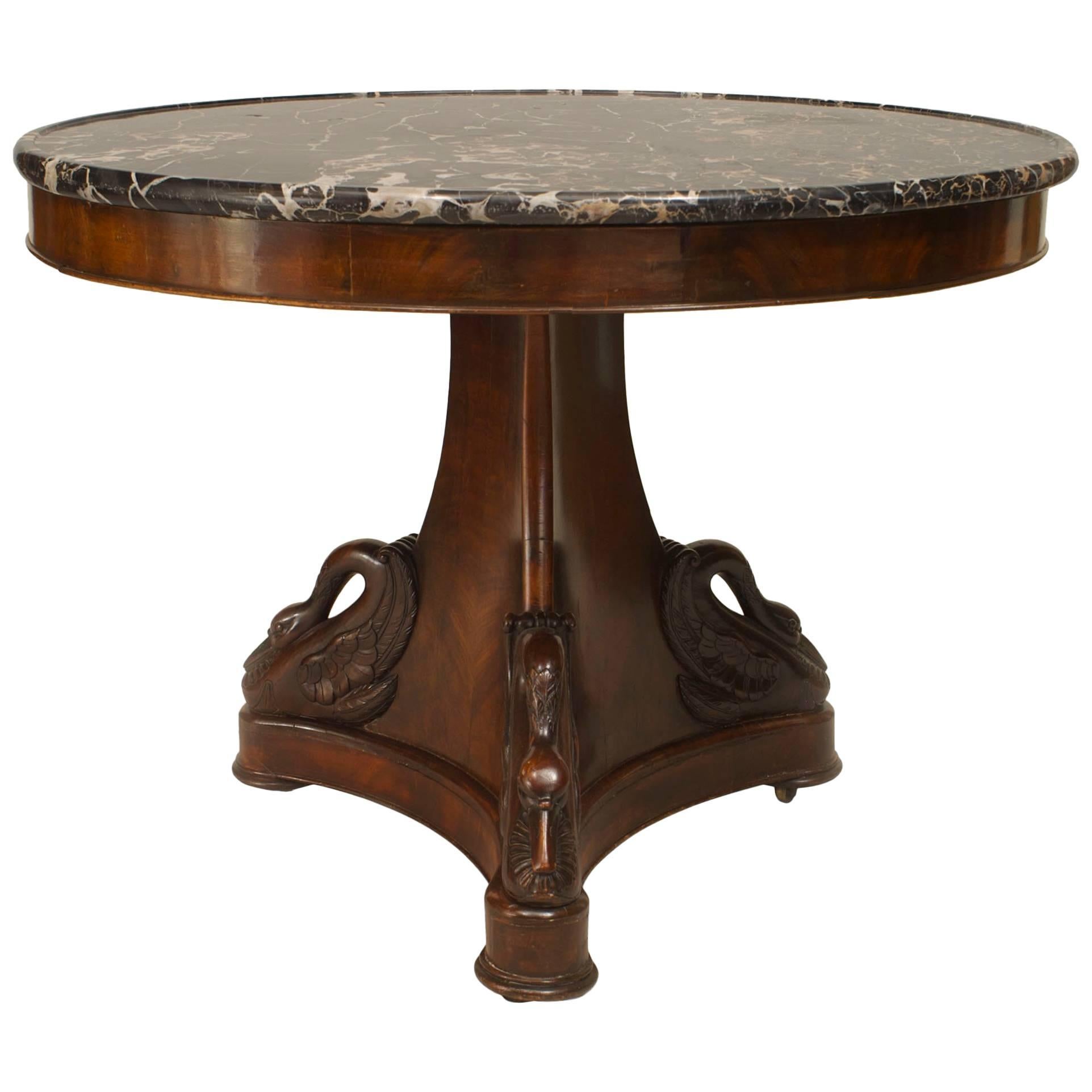 French Empire Mahogany Carved Center Table