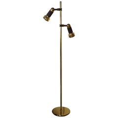 Brass and Brown Abs Mid Century Design Floor Lamp by Sische