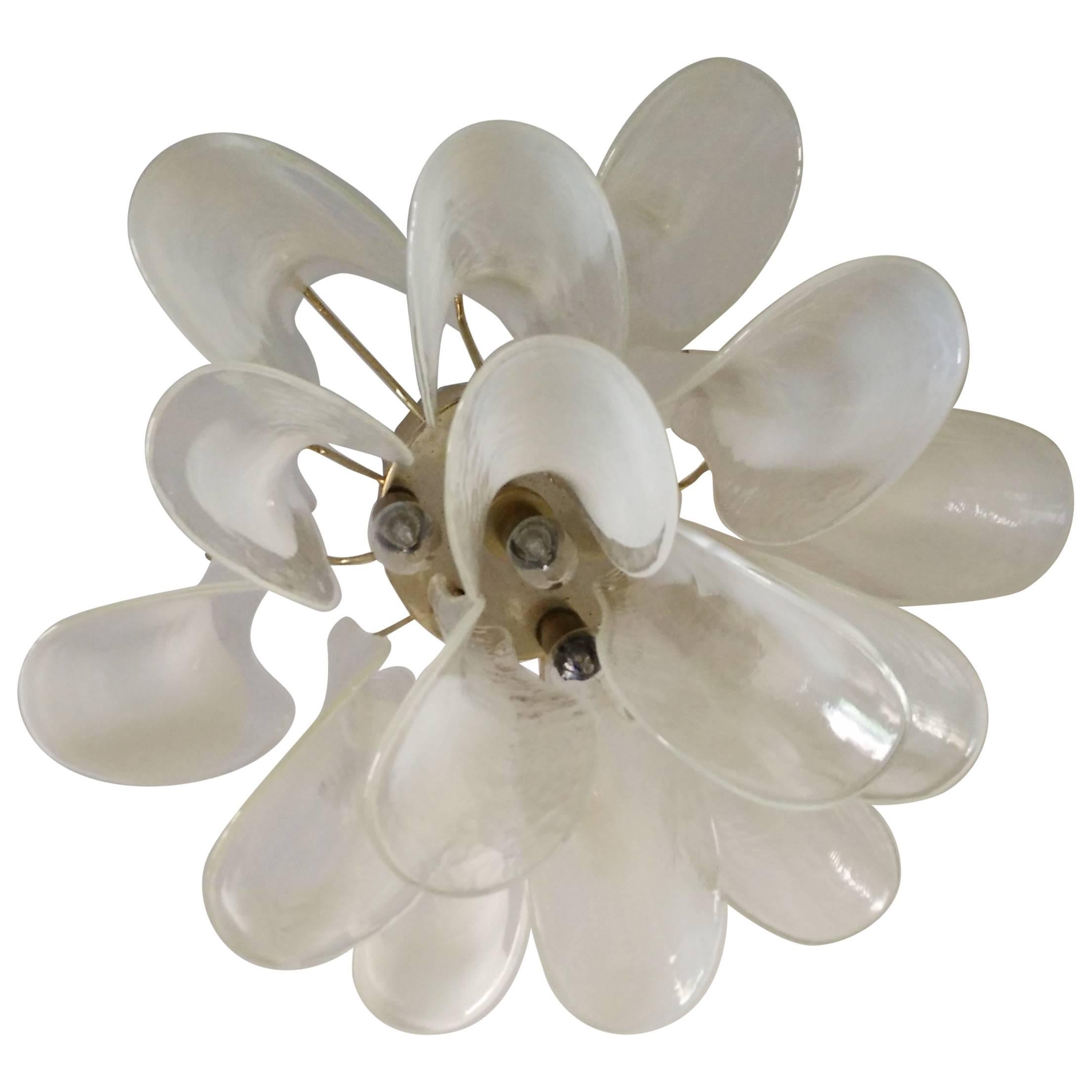 Mid-Century Modern Chandelier by La Murrina in Clear and White Murano Glass