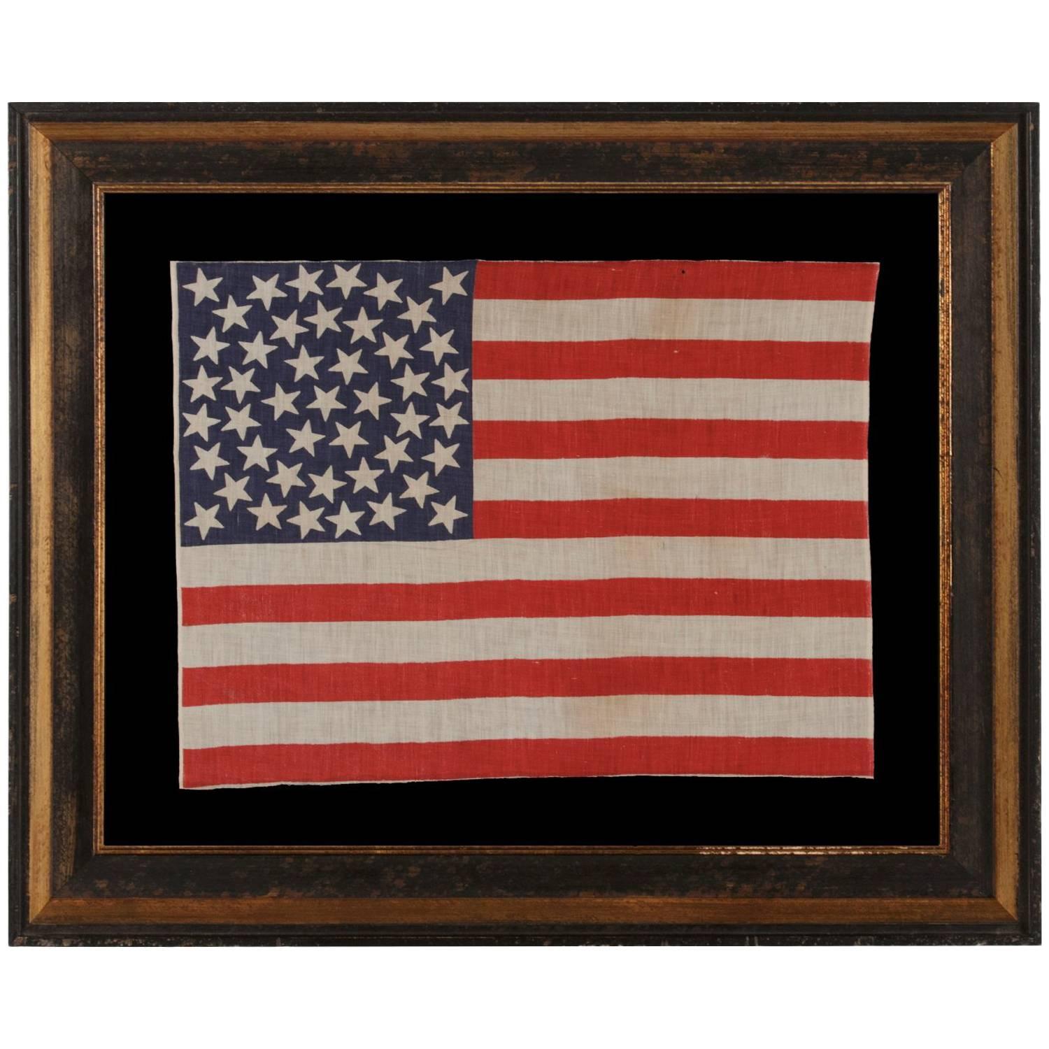 45 Stars on an Antique American Parade Flag with a Medallion Configuration