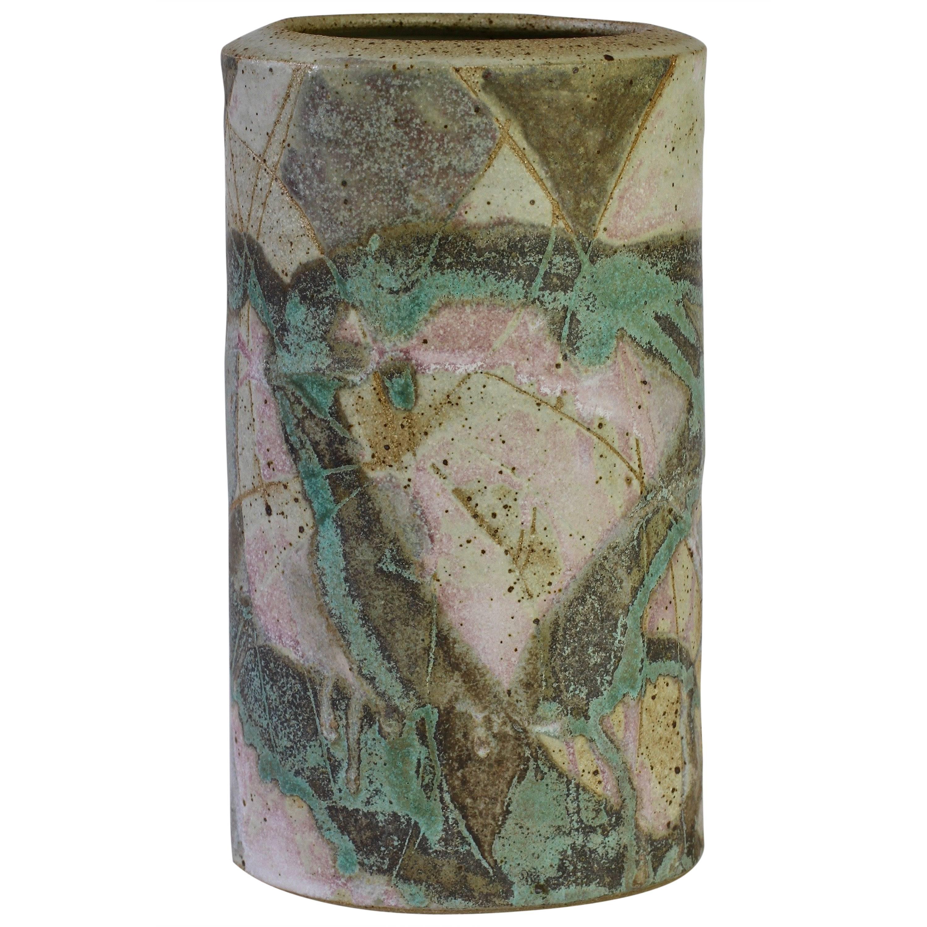 Anthony Bernulf Hodge, signierte britische postmoderne Vase aus Töpferwaren des britischen Kunststudios, 1986