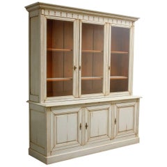 Vintage English Neoclassical Style Painted Bookcase Cabinet