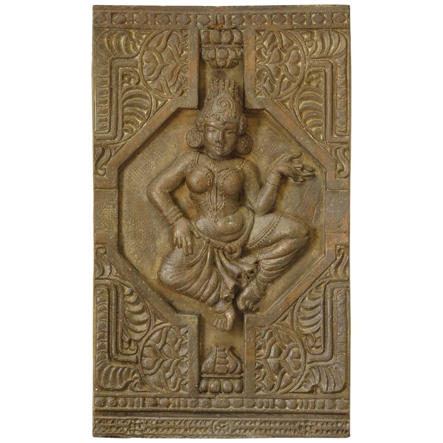 Large Decorative Panel of an Indian Goddess, France, circa 1960s