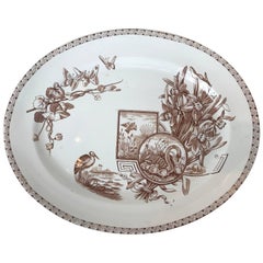 19th Century E. & C. Challinor Brown & White Platter 