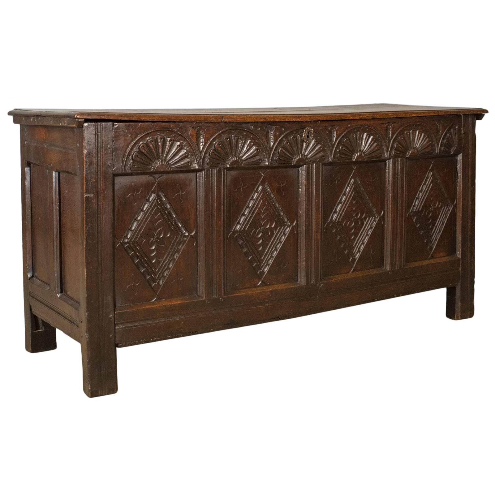 Antique Coffer, Large, English Oak, Joined Chest, Charles II Trunk, circa 1680 