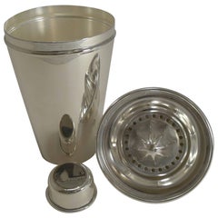 Large Vintage Silver Plated Cocktail Shaker with Integral Lemon Squeezer