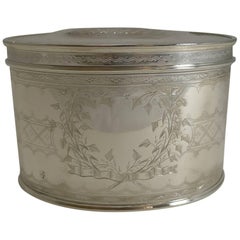 Quality Large Antique English Silver Plated Tea Caddy, circa 1900