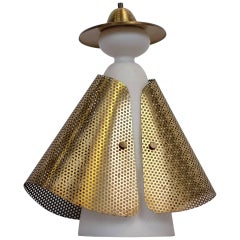Stunning Table Lamp with White Opal Glass and Brass, Scandinavian Midcentury