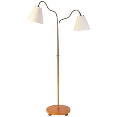 Swedish 1940s Brass Two Armed Floor Lamp