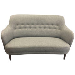 Used Two-Seat Sofa in New Grey Wool Upholstery Named 'Samas' by Carl Malmsten