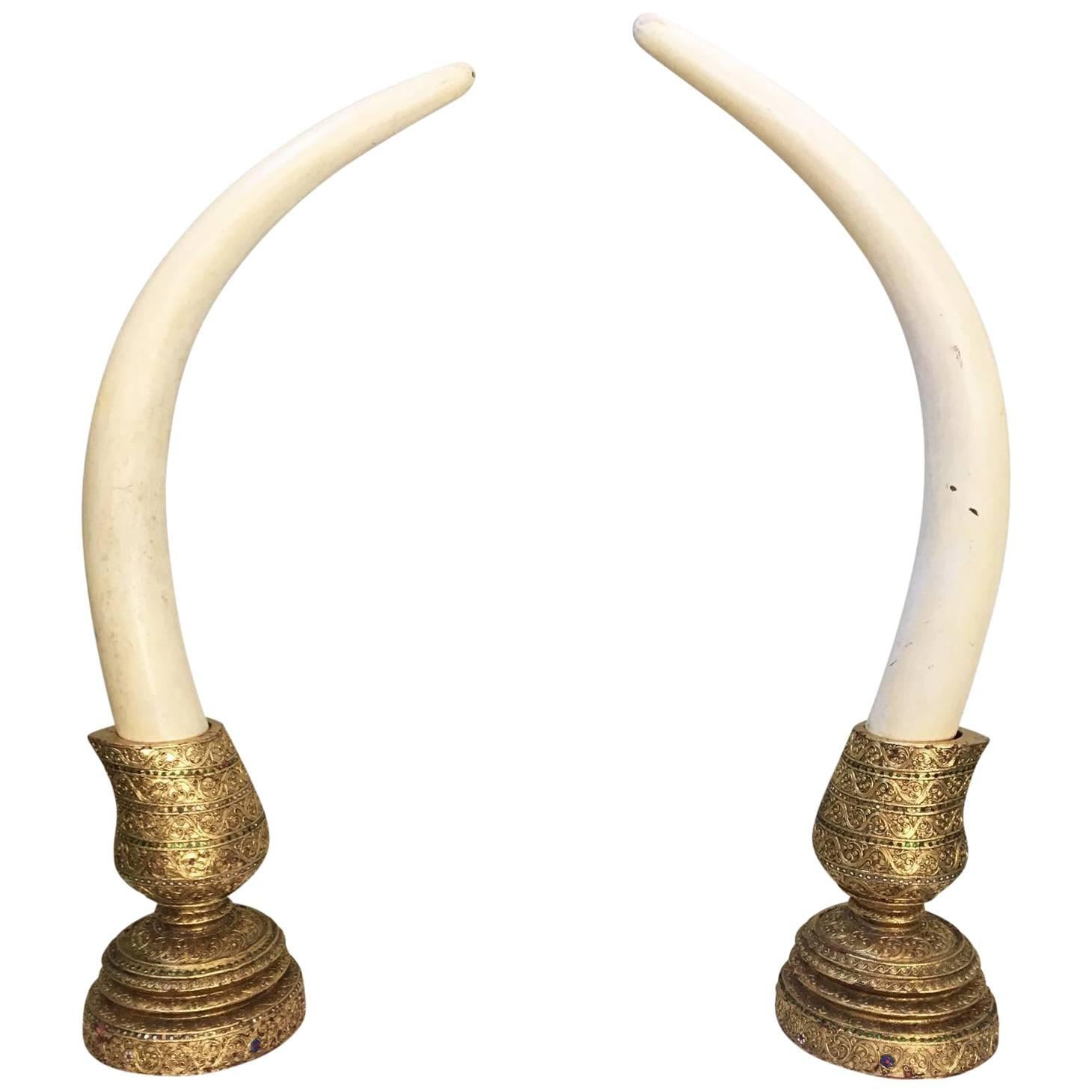Monumental Decorative Faux Elephant Tusks