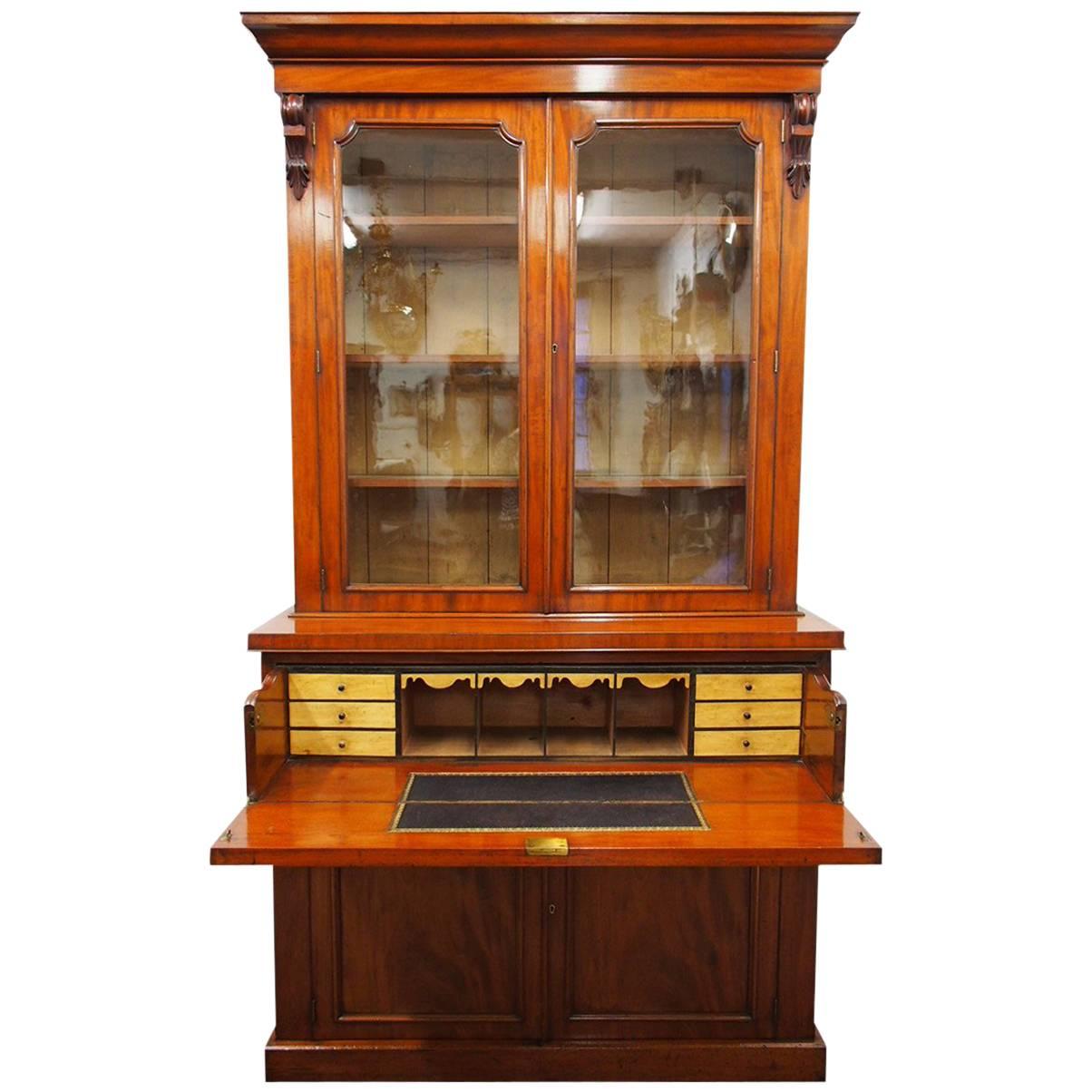 Victorian Mahogany Secretaire Bookcase, circa 1870 For Sale