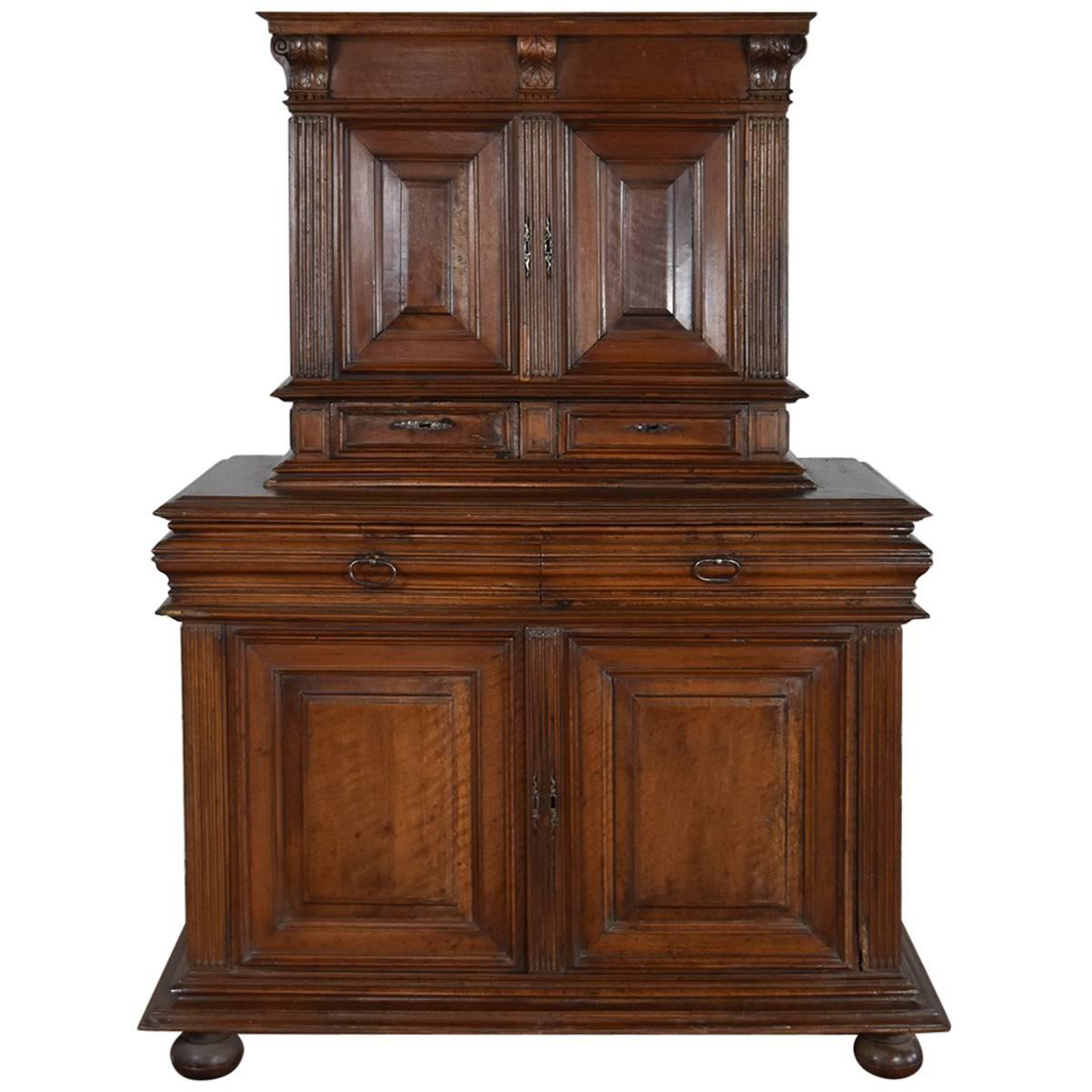 French Renaissance Henry II Late 16th Century Walnut Deux-Corps Cabinet For Sale
