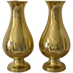 Large Pair of Antique Brass Vases, English, 19th Century