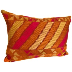 Custom Pillow Cut from a Vintage Silk Phulkari Bagh Wedding Shawl, Punjab, India