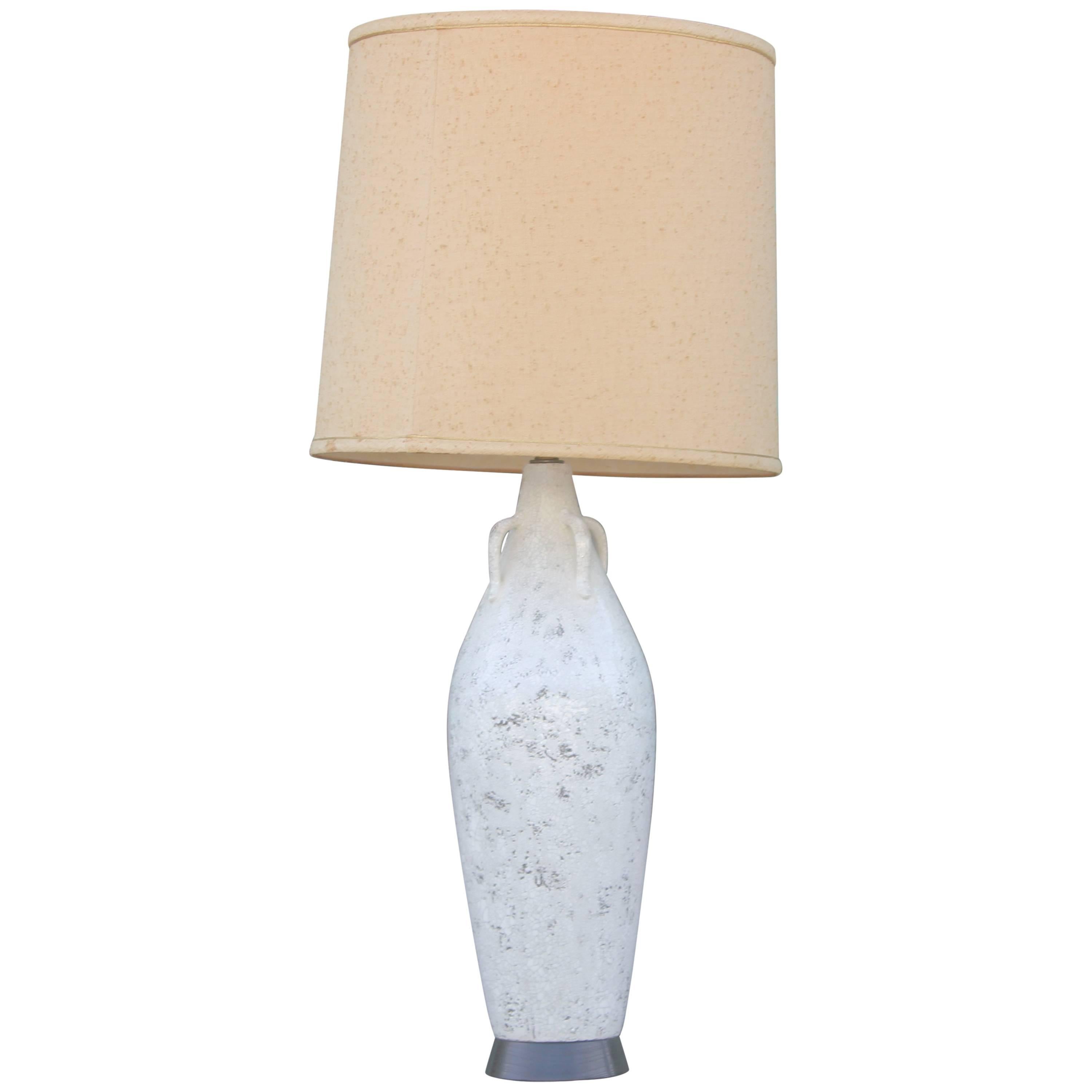 Modern Nardini Studio Italian White Reticulated Pottery Urn Table Lamp