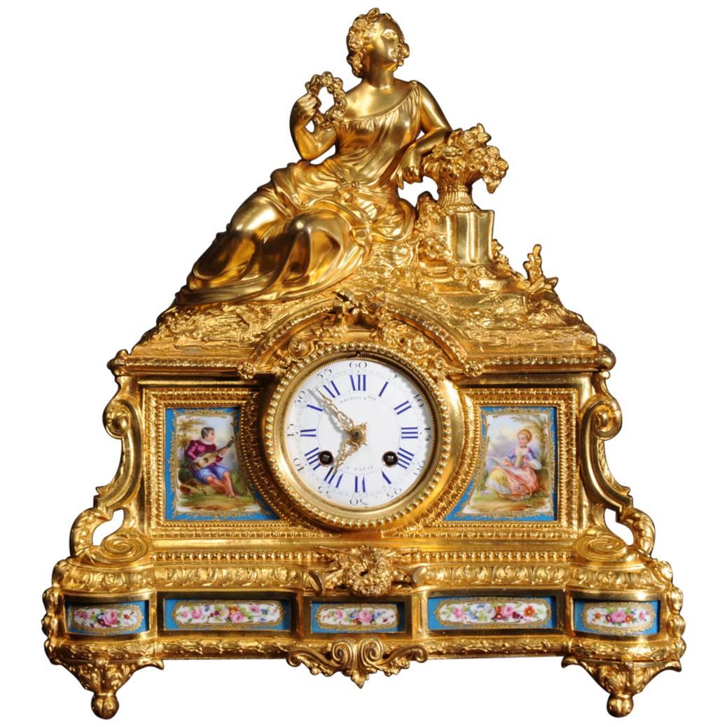 Fine Ormolu and Sèvres Porcelain Clock by Raingo Frères & Henri Picard of Paris