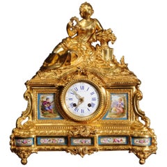 Antique Fine Ormolu and Sèvres Porcelain Clock by Raingo Frères & Henri Picard of Paris