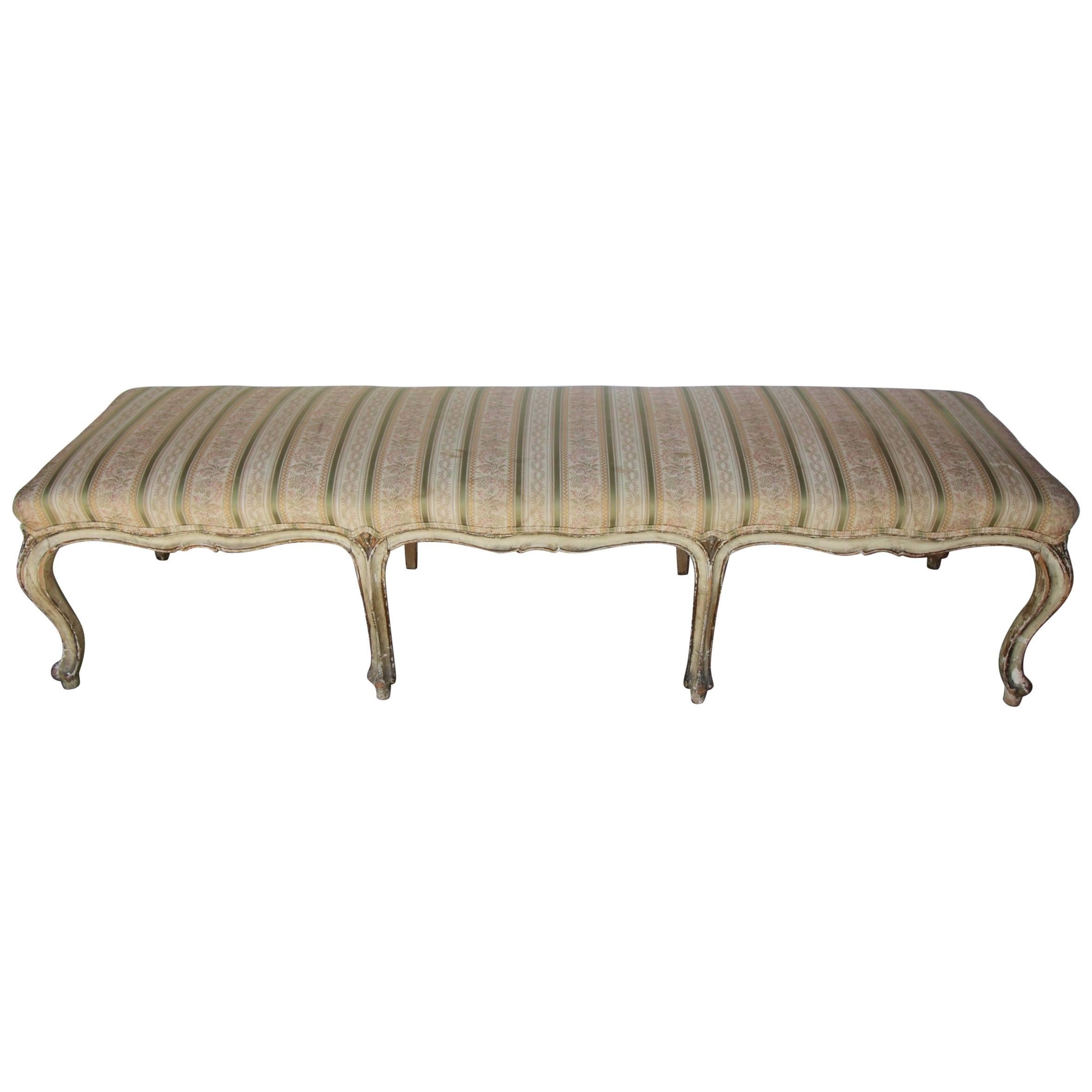 18th Century French Louis XV Painted Banquette or Bench For Sale