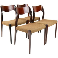 Set Four Danish Design Chairs ''Model 71'' in Rosewood & Wool, Niels Otto Moller