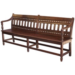 1880s Solid Teak Wood Original Company Bench from the Coastal Office