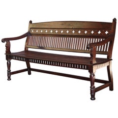 1920s Solid Mahogany Wood Contoured Bench from a Bishop's Mansion