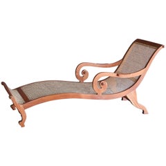 1940s Dutch Colonial Teak Wood and Cane Artistically Designed Daybed