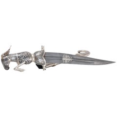 Indian 1920s Special Steel Water Tempered Inlay Silver Work Mughal Dagger