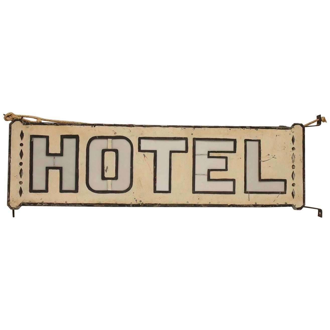 Early 1900's Double Sided Light Up HOTEL Sign