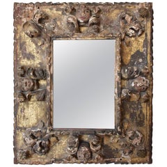 17th Century French Carved and Giltwood Mirror