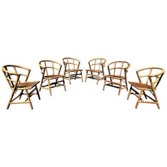 Set of Six Rattan Chairs by Willow and Reed 