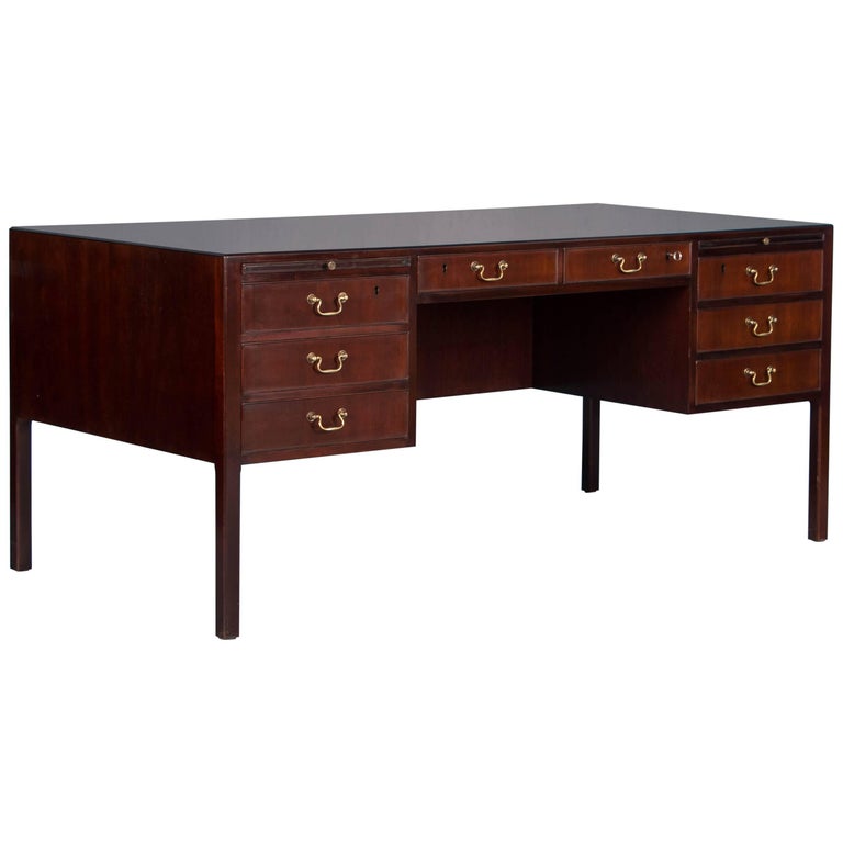 Vintage Danish Mid Century Modern Mahogany Desk For Sale At 1stdibs