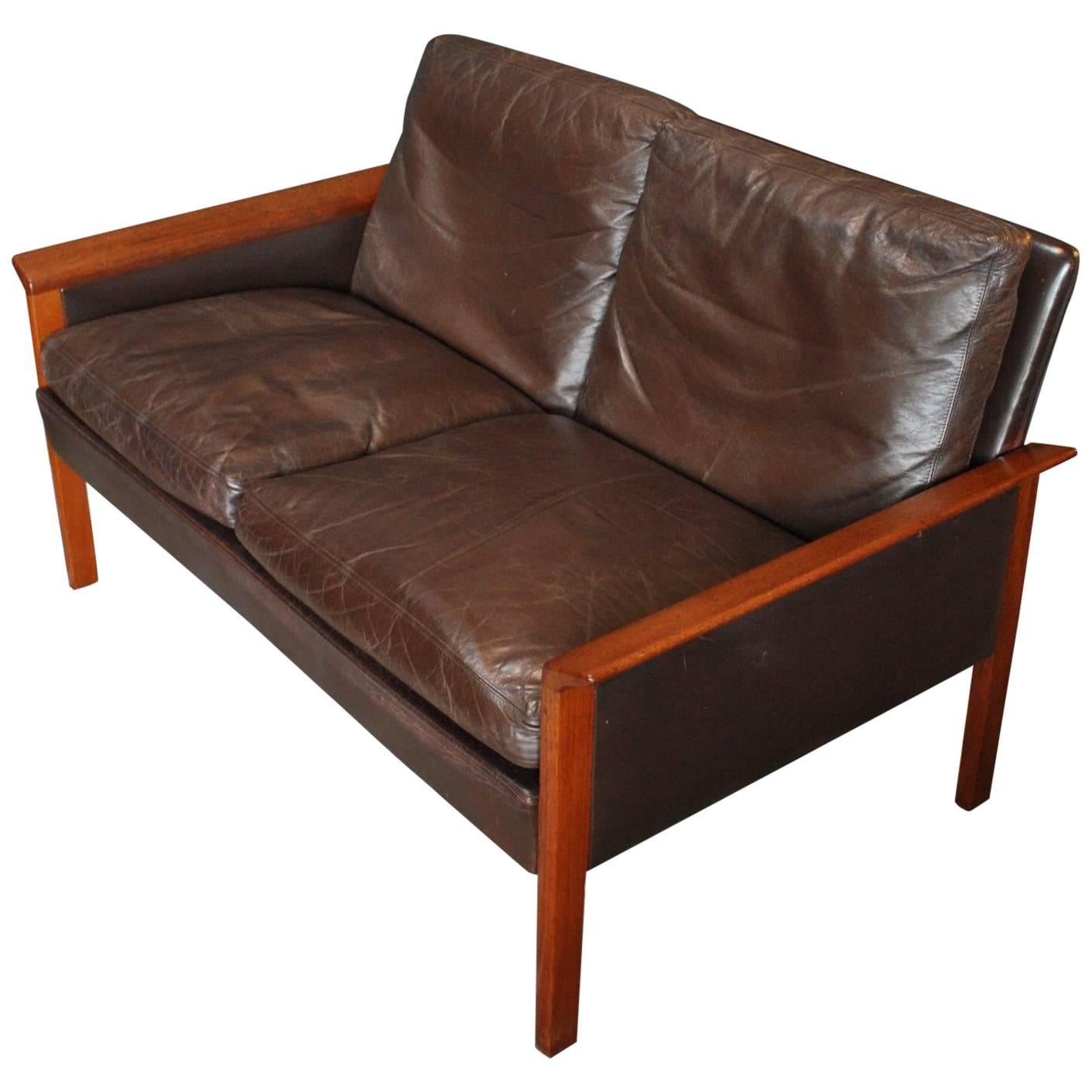 Hans Olsen Sofa, Leather Two-Seat, C.S Mobler