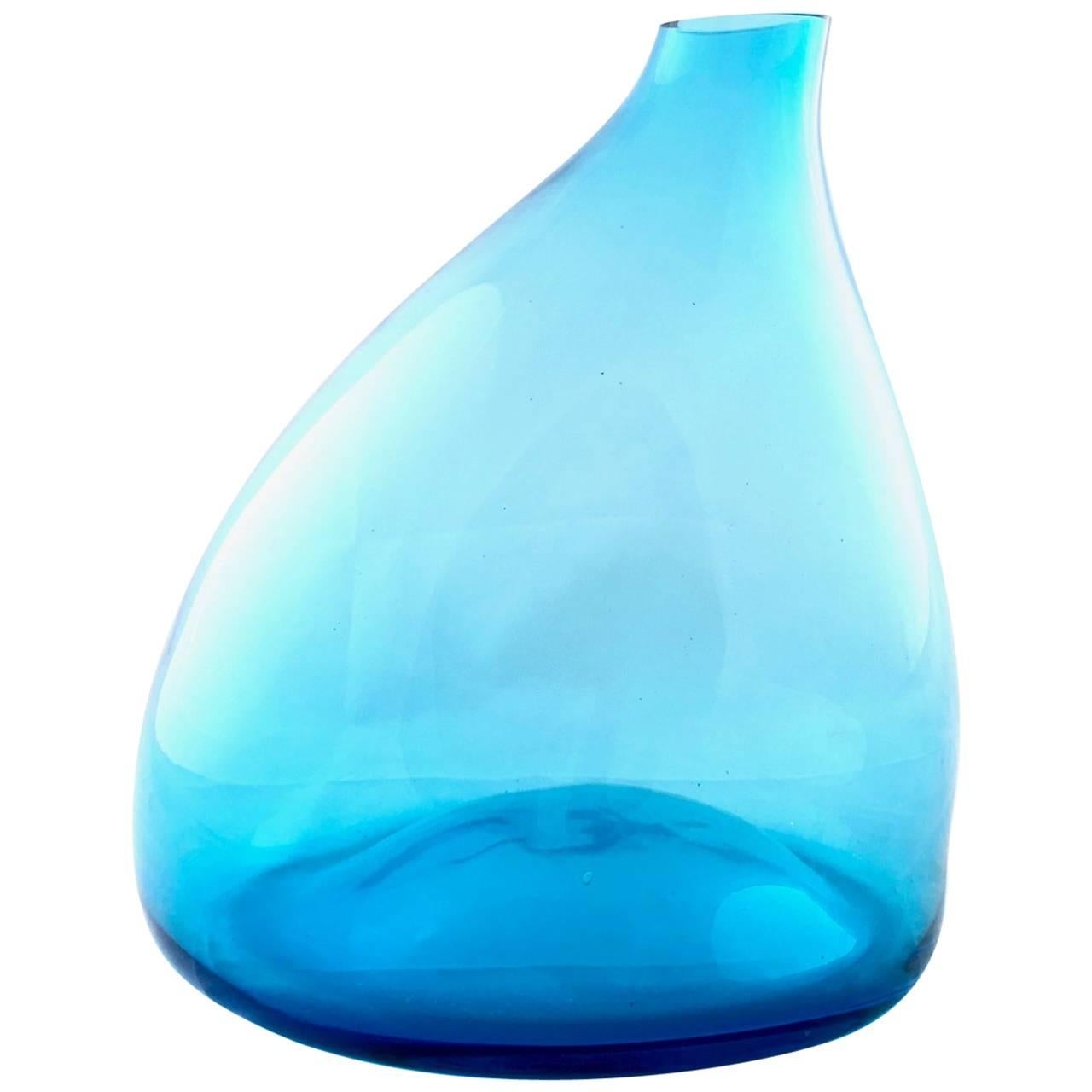 Light Blue Murano Glass Vase in the Style of Toni Zuccheri, Italy, 1970s
