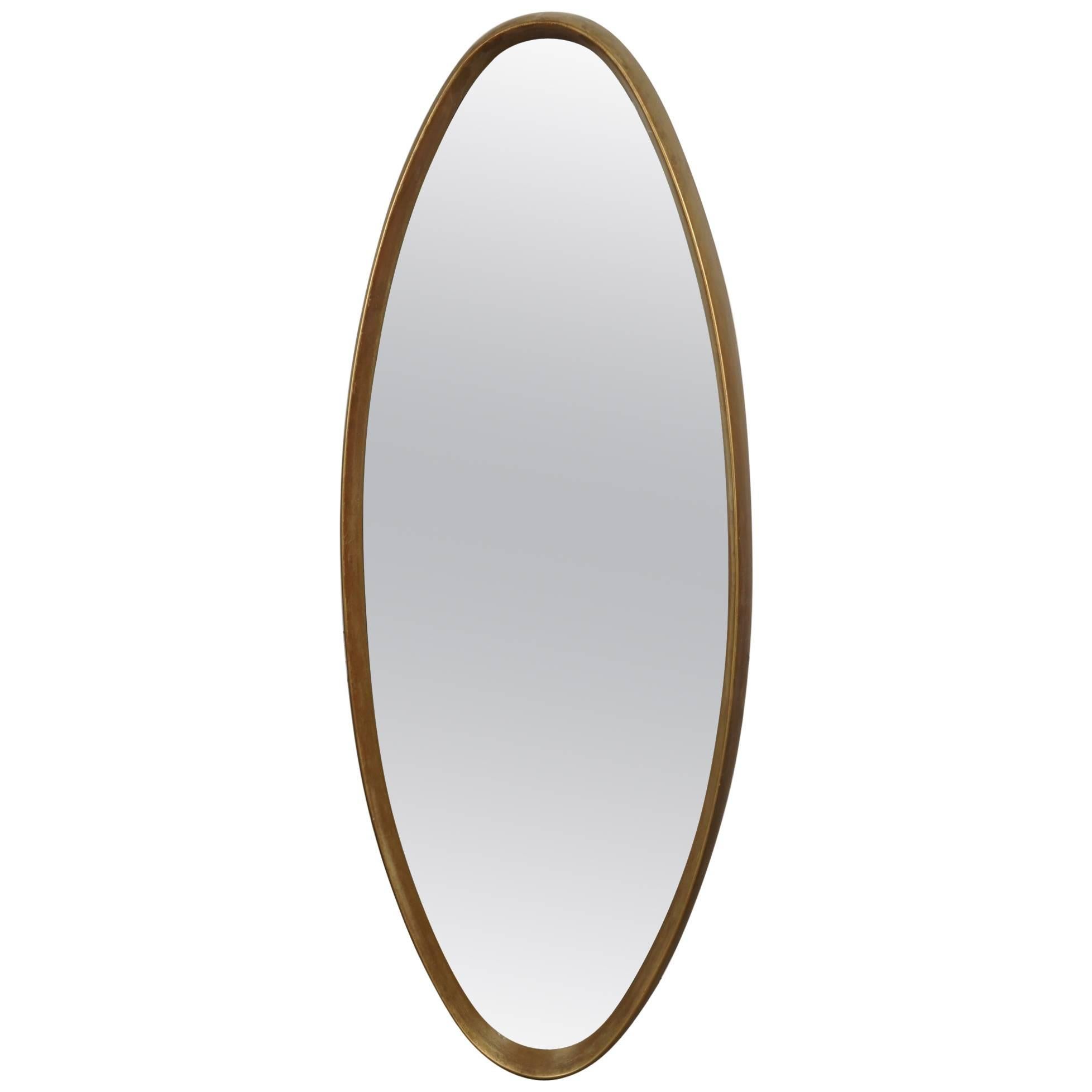 Oval Mirror in Gold For Sale