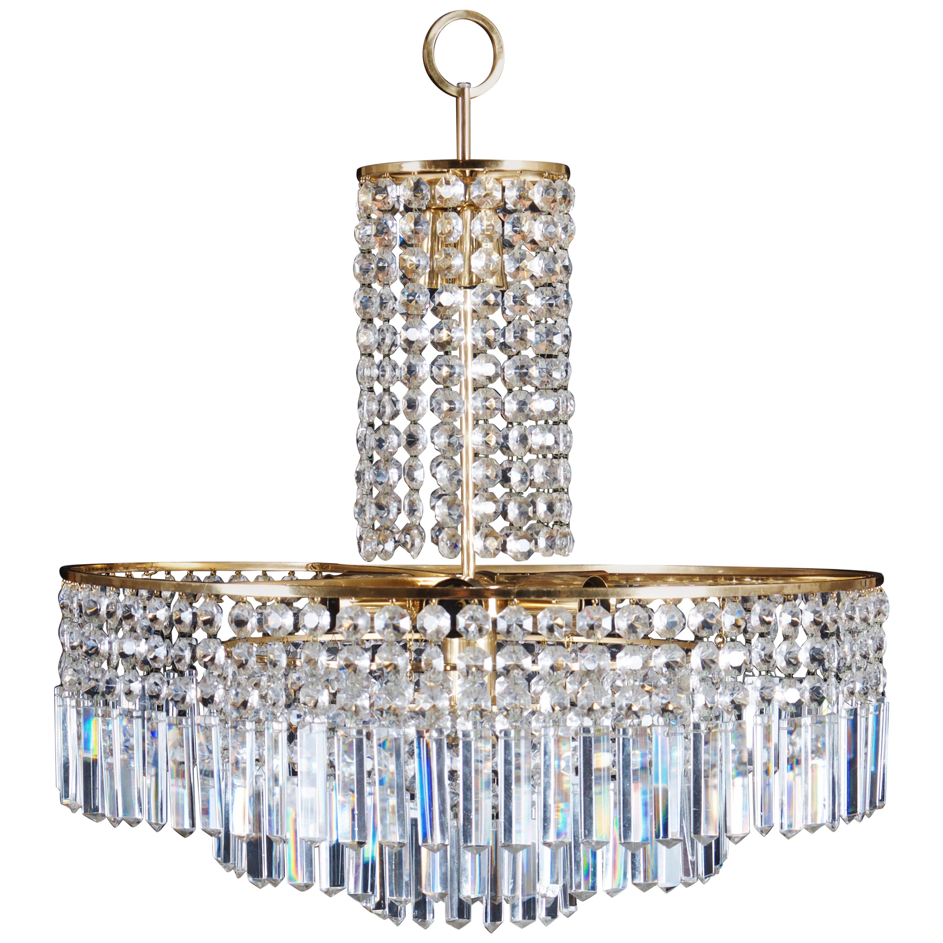 Beautiful Bakalowits Chandelier with DiamondShaped Crystals, Austria