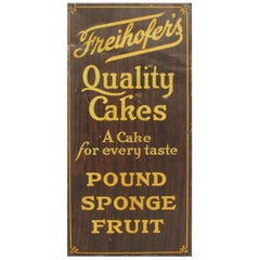 Antique 1900s Tin Advertising Sign "Freihofer's Quality Cakes"